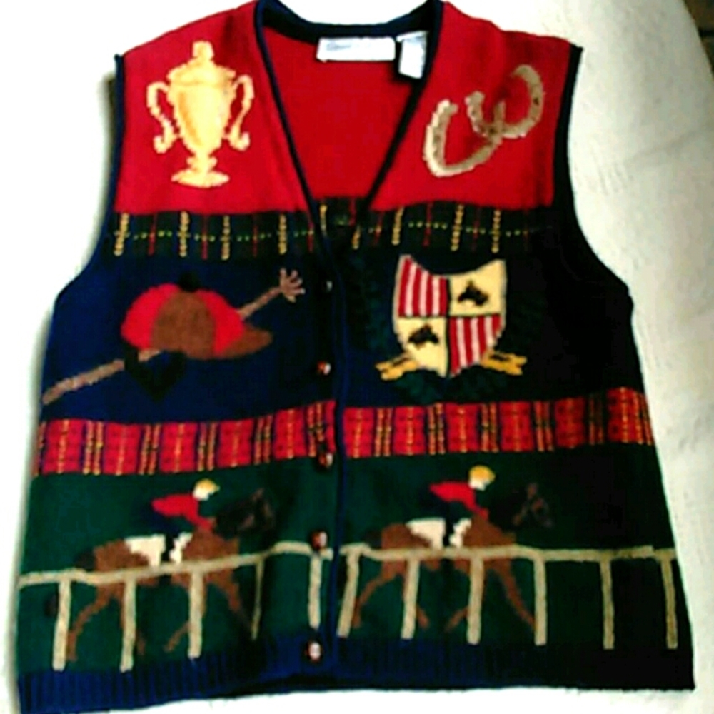 Sweater Vest 100% Pure Wool Sleeveless Size Medium